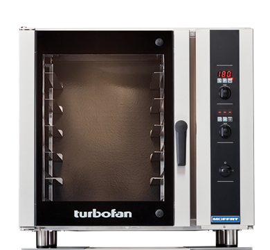 Moffat Turbofan E35D6-26 full-size digital electric convection oven, front view, door closed