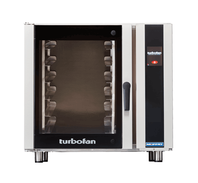 Moffat Turbofan E35T6-26 full-size touch screen electric convection oven, front view, door closed