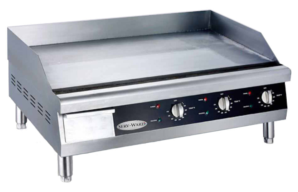 Serv-Ware ETG-30 30 inch electric countertop griddle, front angle view