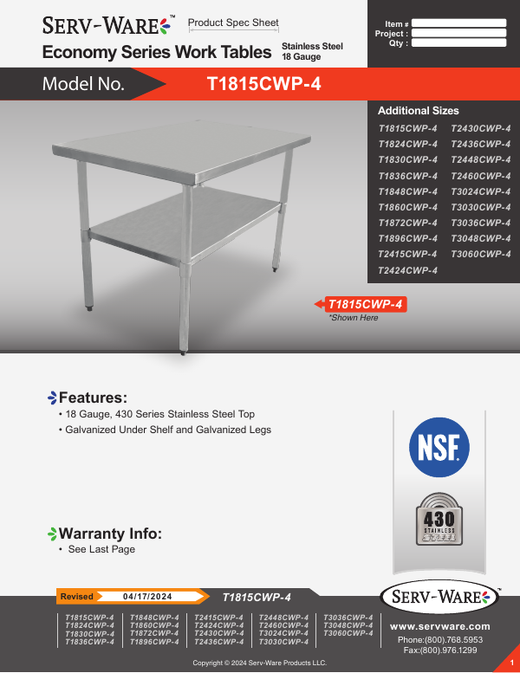 Spec Sheet