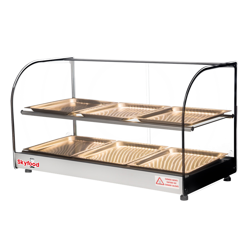Skyfood FWDC2-33-6P 33'' Food Warmer Display Case - Double Shelf 6 Pans - UL