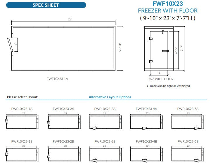 Astra 10 x 23 Walk-In Freezer with Floor and Remote Refrigeration FWF10X23-RM
