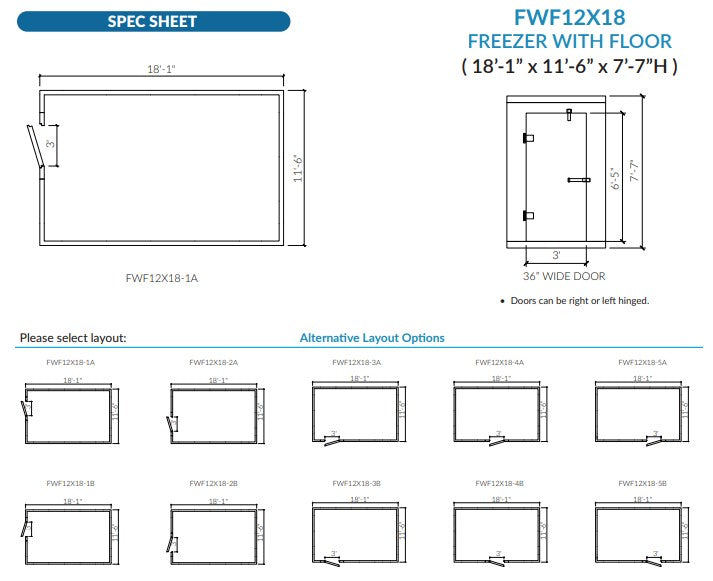 Astra 12 x 18 Walk-In Freezer with Floor and Remote Refrigeration FWF12X18-RM