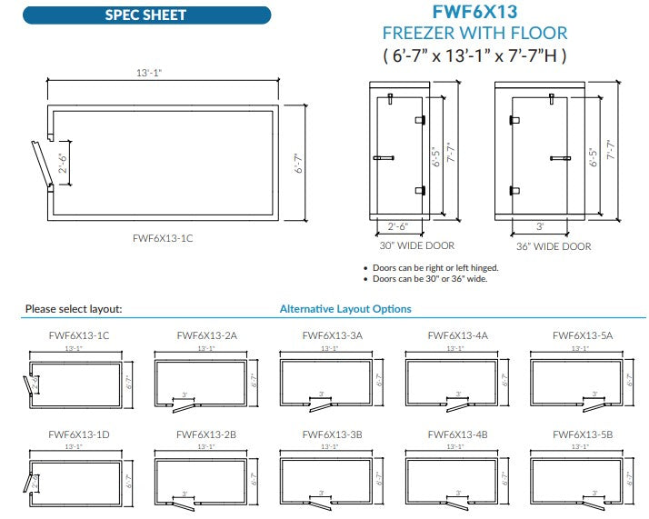 Astra 6 x 13 Walk-In Freezer with Floor FWF6X13