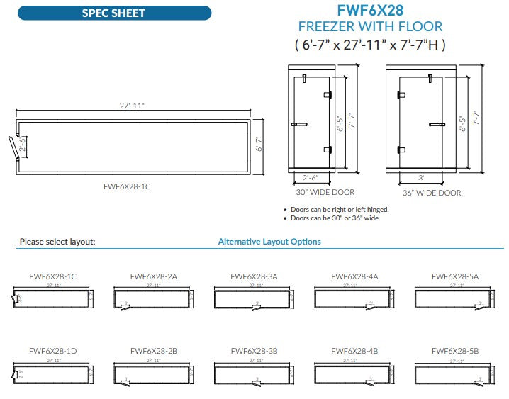 Astra 6 x 28 Walk-In Freezer with Floor FWF6X28