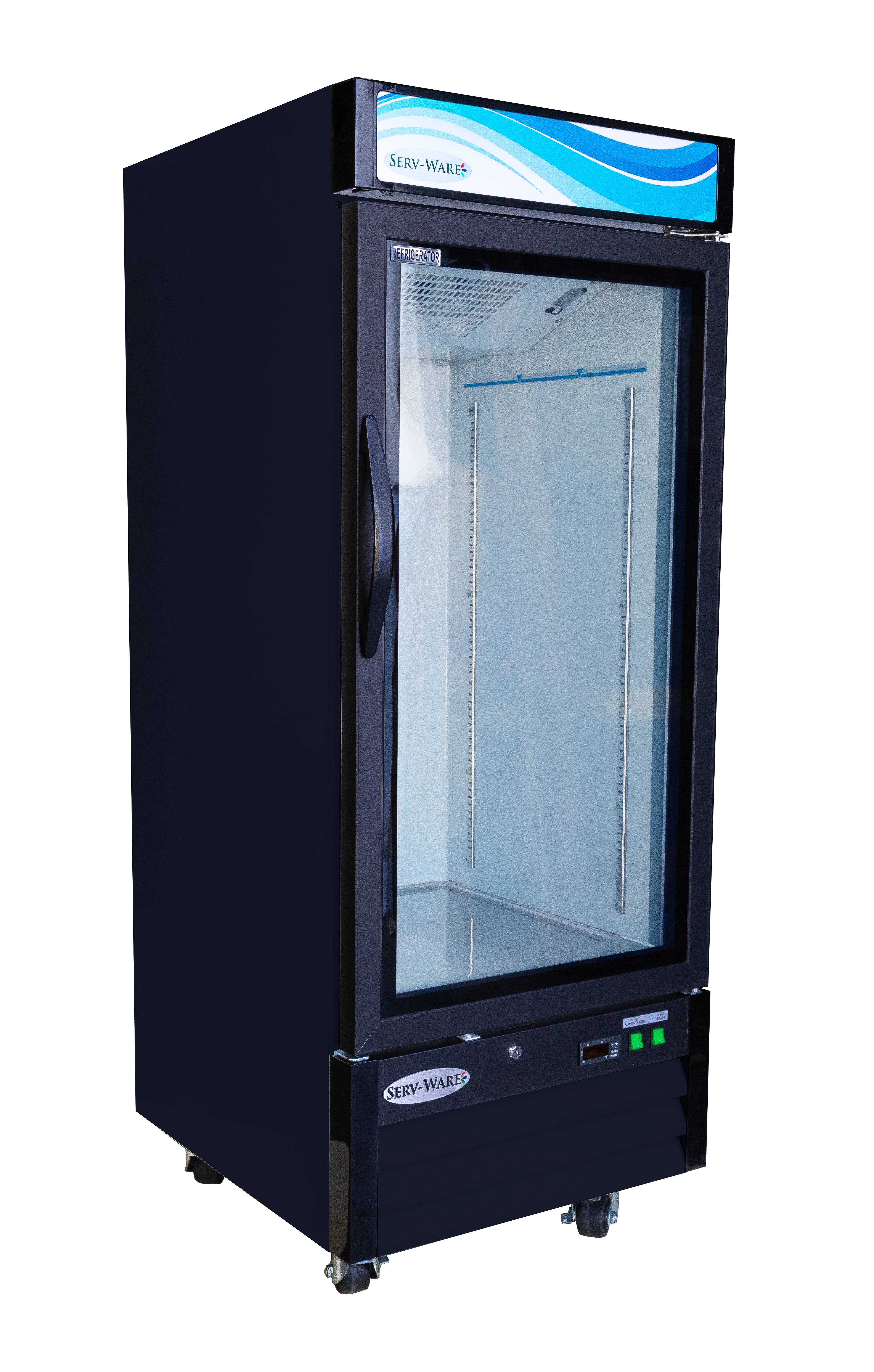 Serv-Ware GR12B-HC One (1) Glass Door Merchandiser Refrigerator, Black Cabinet