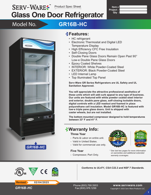 Spec Sheet