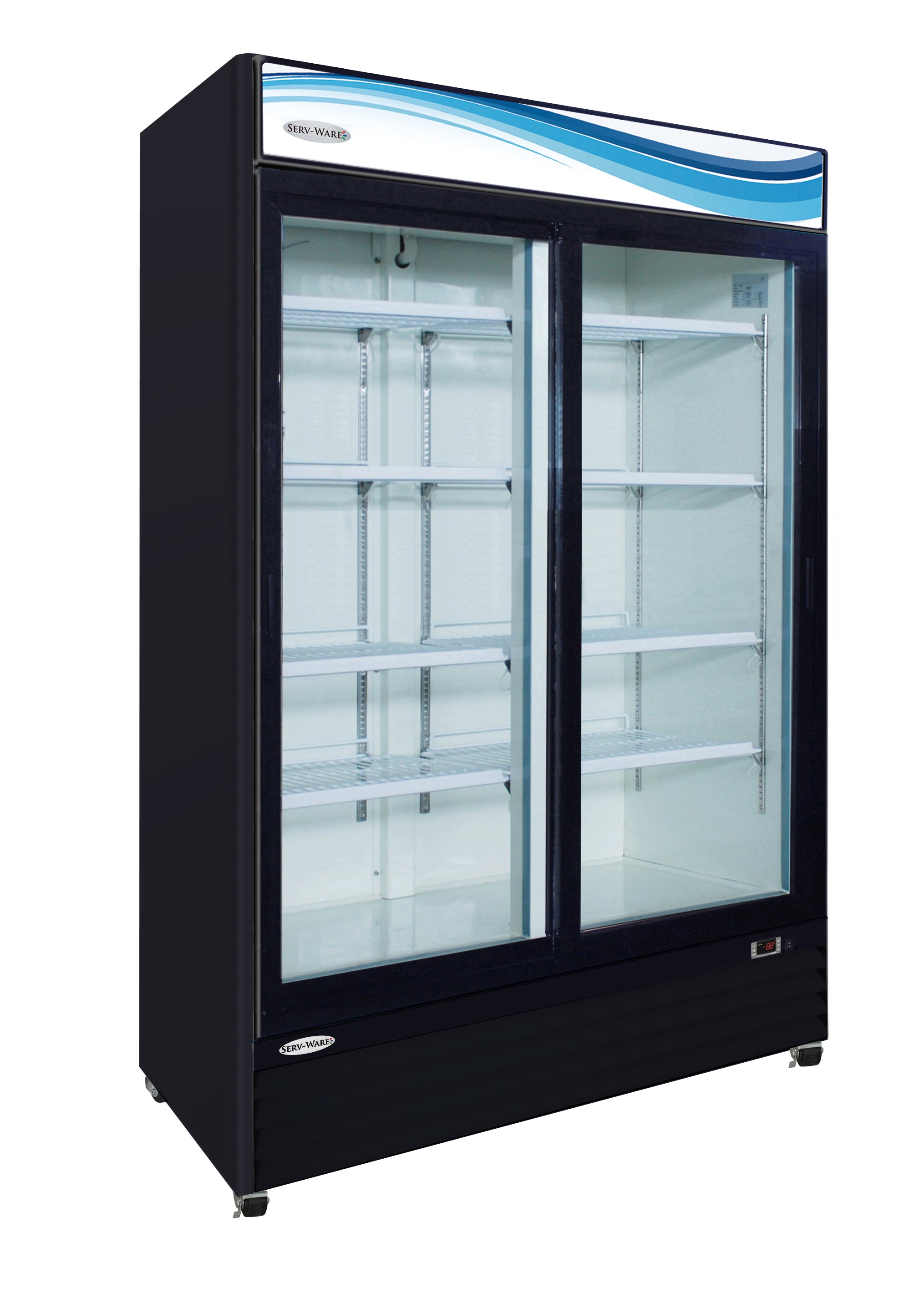 Serv-Ware GR48SB-HC Two (2) Sliding Glass Door Merchandiser Refrigerator, Black Cabinet