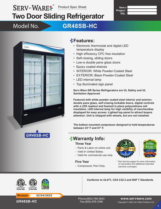 Spec Sheet