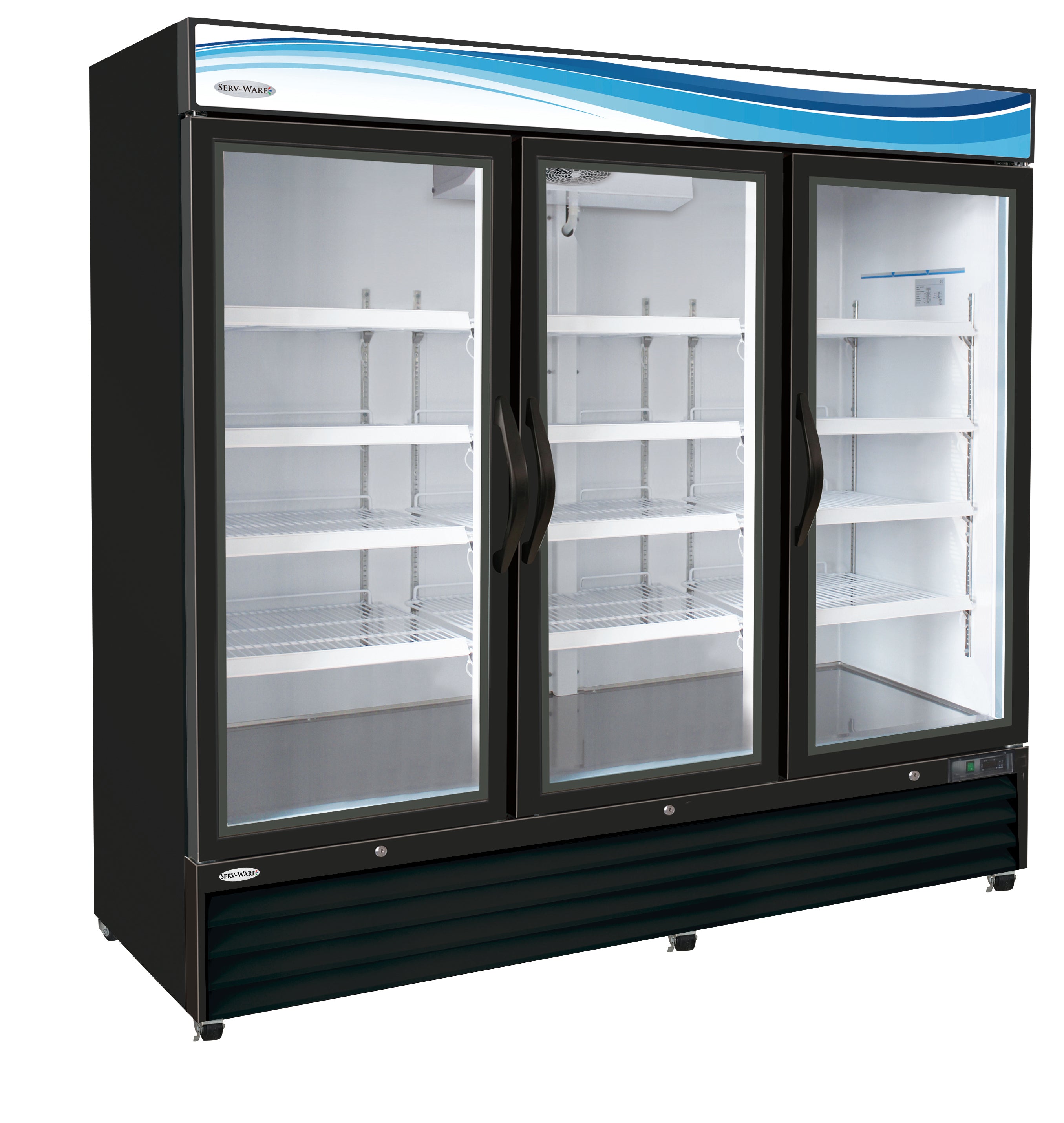 Serv-Ware GR72B-HC Three (3) Glass Door Merchandiser Refrigerator, Black Cabinet