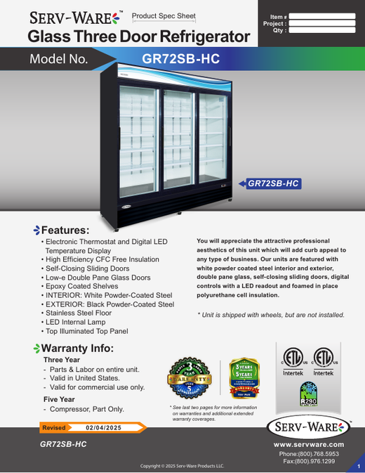 Spec Sheet