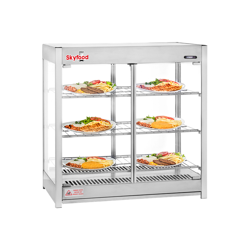 Skyfood HMC-PT Heated Merchandiser Cabinet - Pass Thru - Triple Shelf - Steam Line