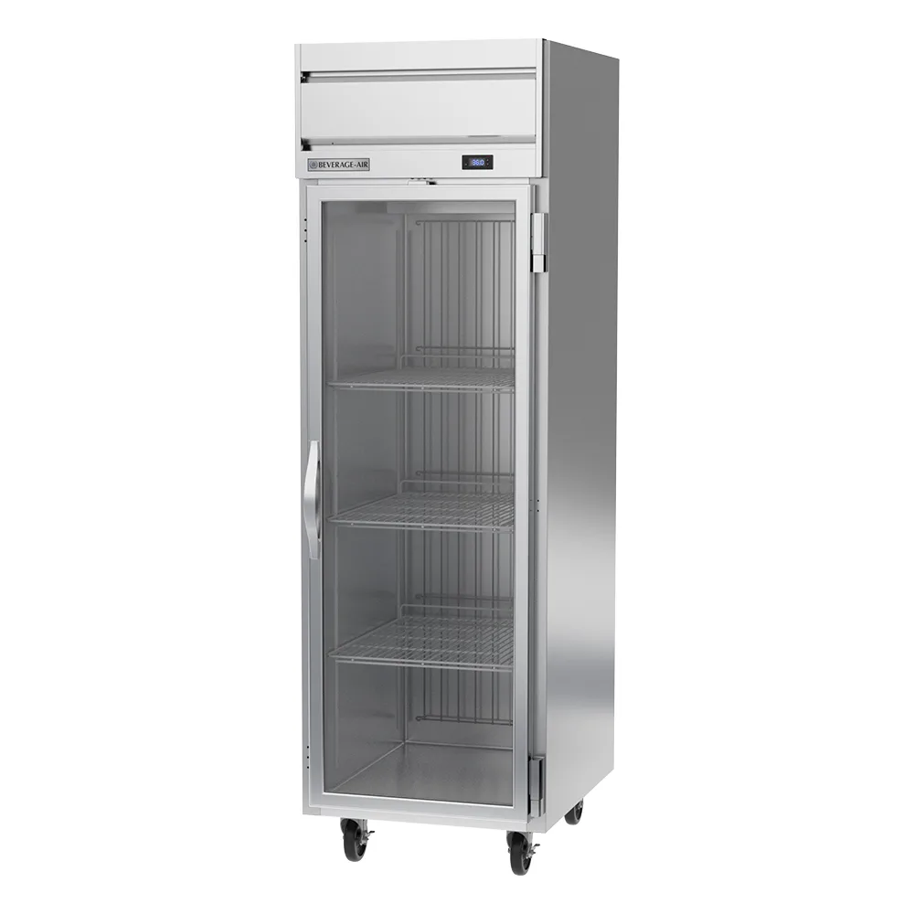 Beverage Air HRS1HC-1G 1 Glass Door Top Mount Refrigerator Stainless Steel Front & Interior