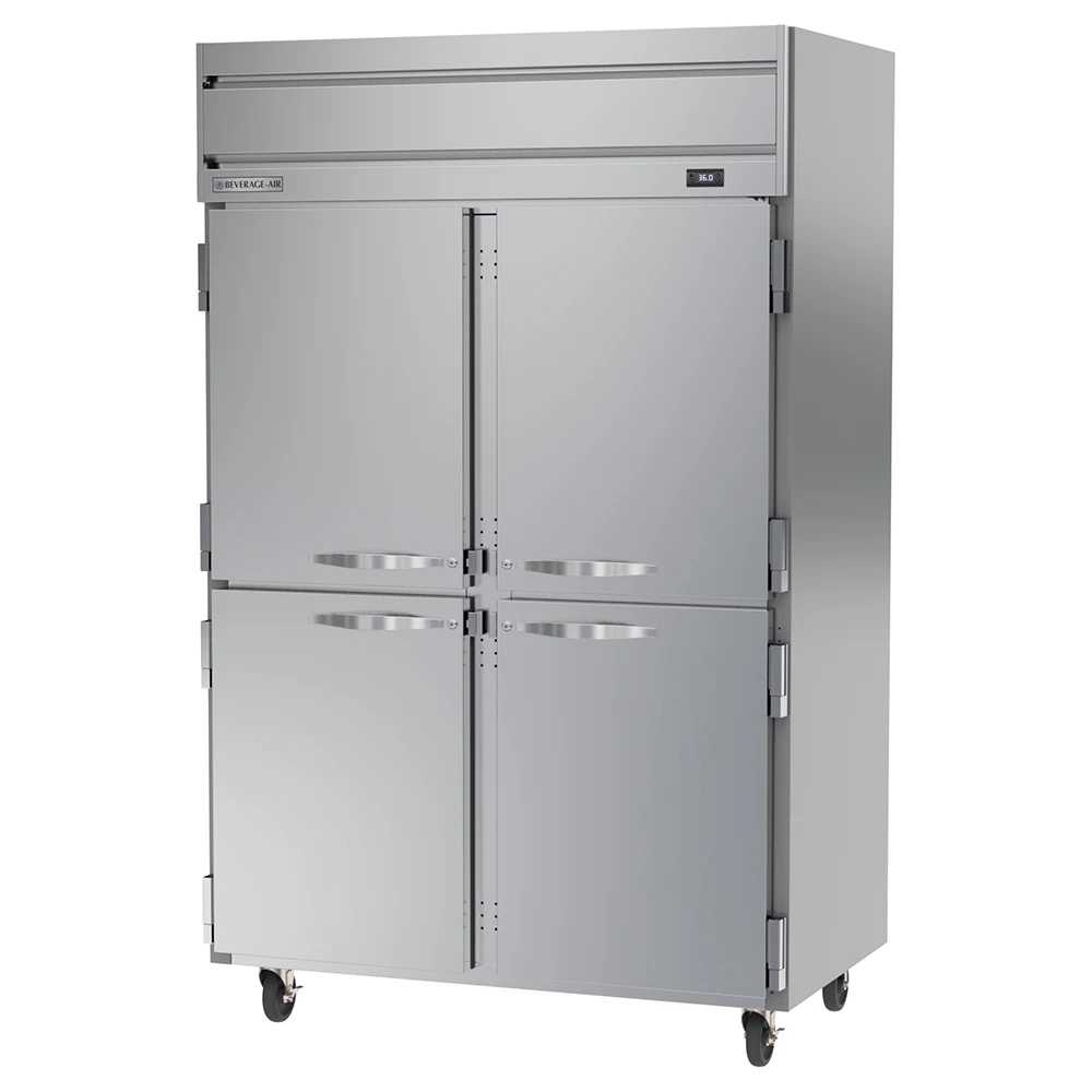 Beverage Air HRS2HC-1HS 4 Solid Half-Doors Top Mount Refrigerator Stainless Steel Front & Interior