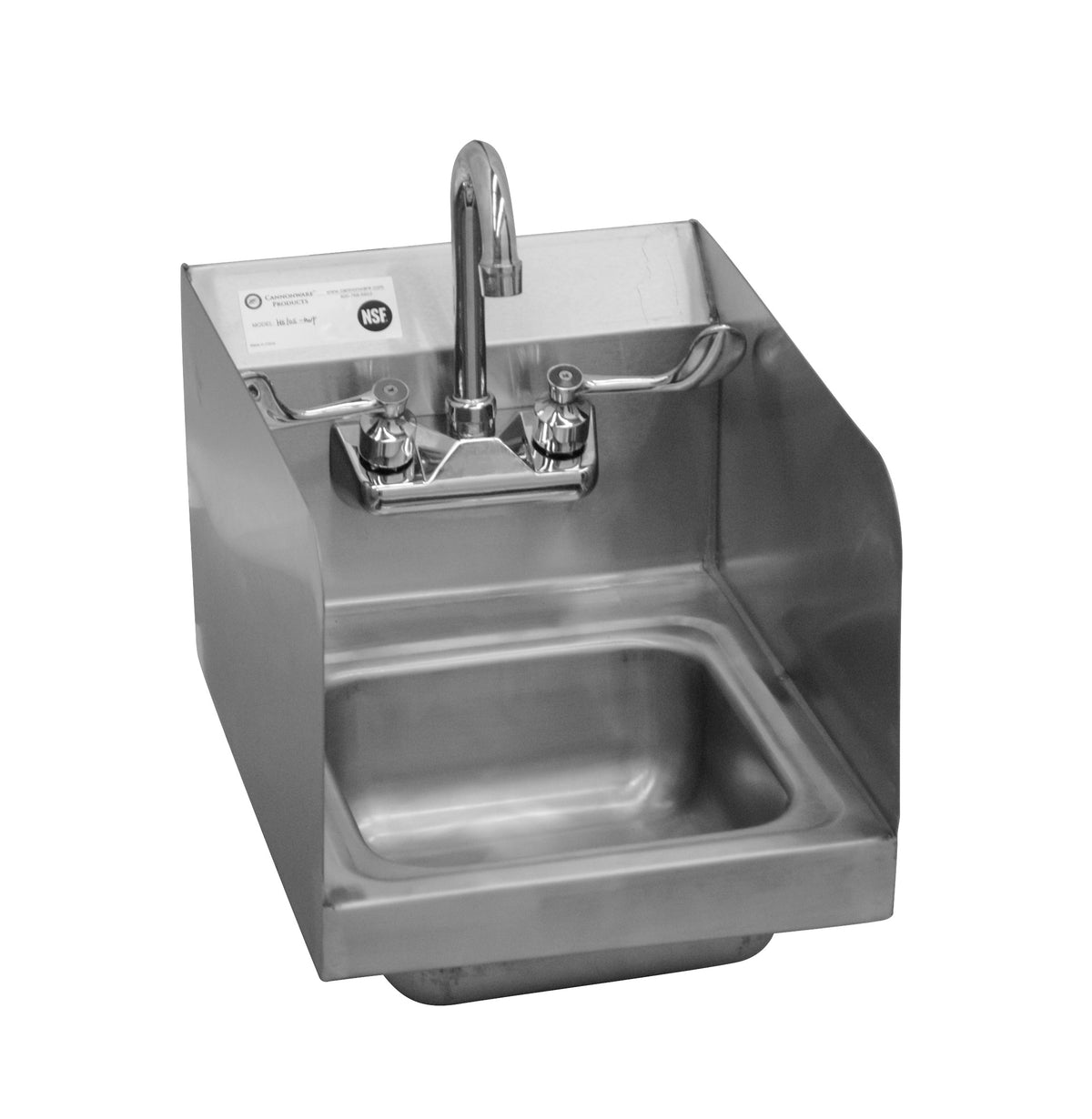 Serv-Ware HS10S-CWP wall-mount stainless steel hand sink with splash guards on both sides and gooseneck faucet