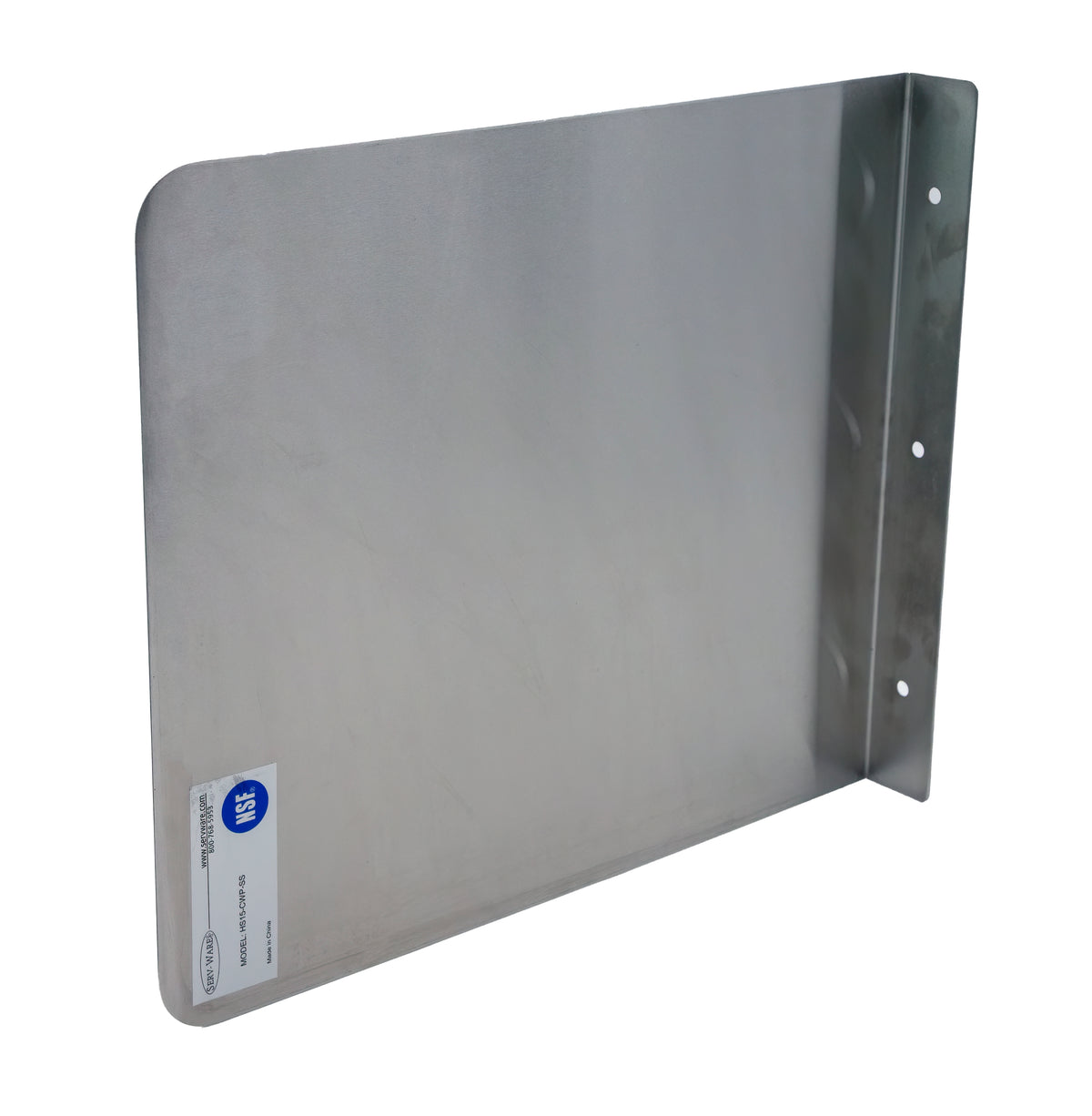 Serv-Ware HS15-CWP-SS stainless steel add-on side splash panel with mounting flange