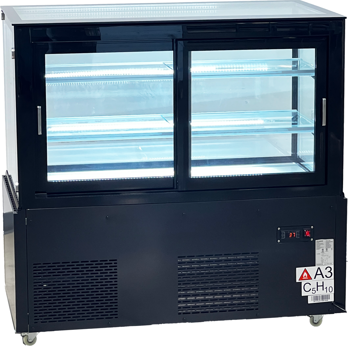 Atlantic ABT-5B Commercial Bakery Display Case, 5FT, Self-Contained, 3 Shelves