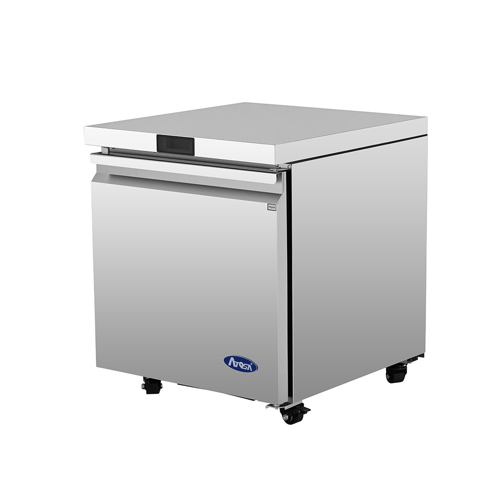 Atosa AUR27SD undercounter refrigerator, angled view from the other side
