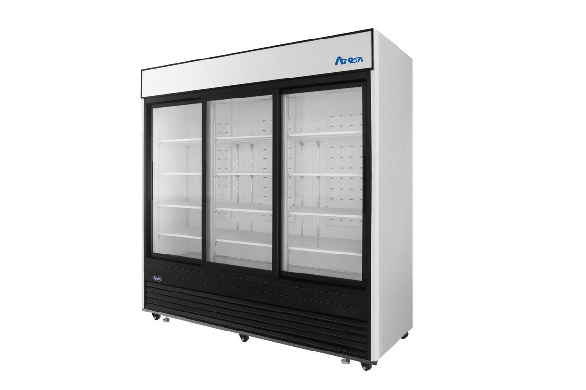 Atosa MCF8729GR — Black Exterior Sliding Glass Door Refrigerator Merchandiser