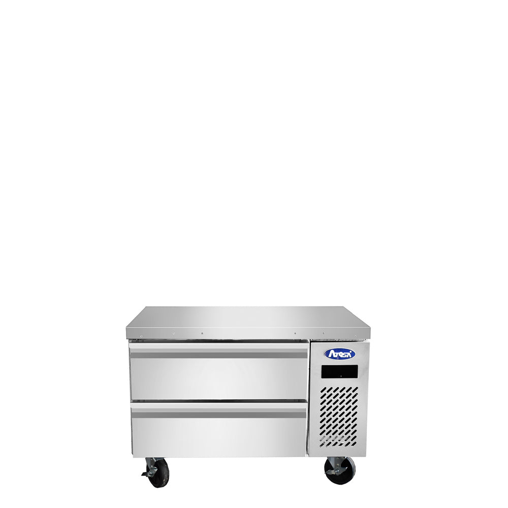 Atosa MGF8458GR chef base freezer, front view, drawers closed