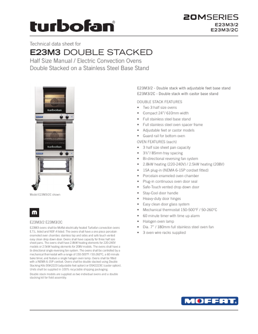 Spec Sheet (E23M3 Double Stack)