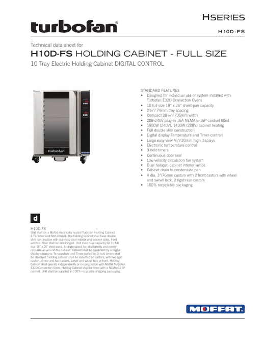 Spec Sheet (H10D-FS Holding Cabinet)