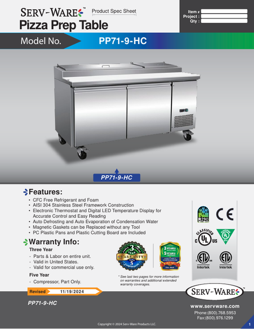 Spec Sheet