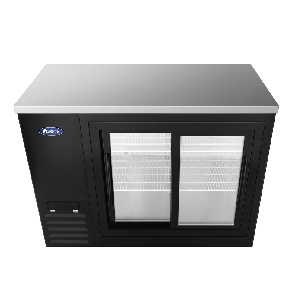 Atosa SBB48SGGRAUS2 – 48″ Black Shallow Depth Back Bar Cooler with Sliding Glass Doors