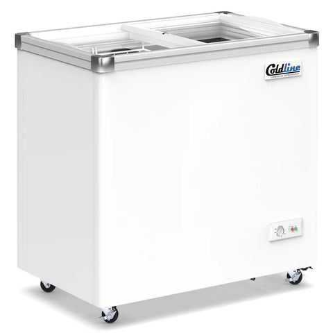 Coldline SD34 34" Flat Glass Top Display Ice Cream Freezer with 1 Basket