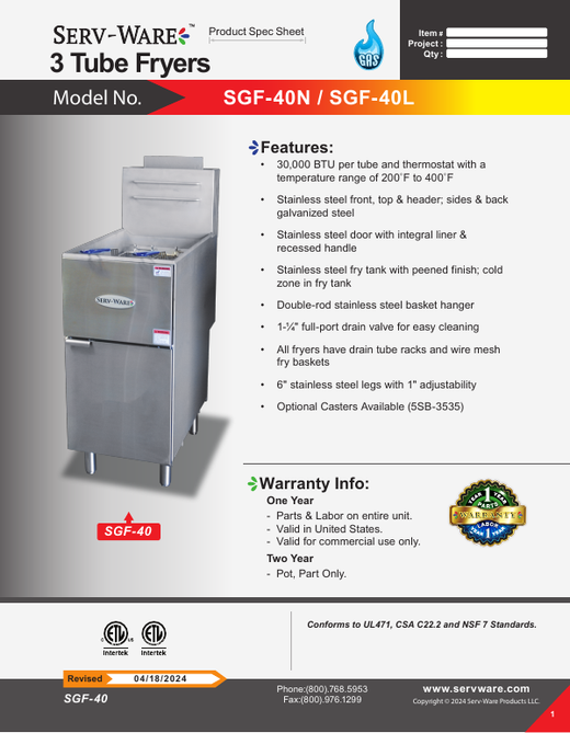 Spec Sheet