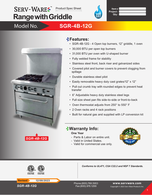 Spec Sheet