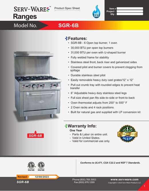 Spec Sheet