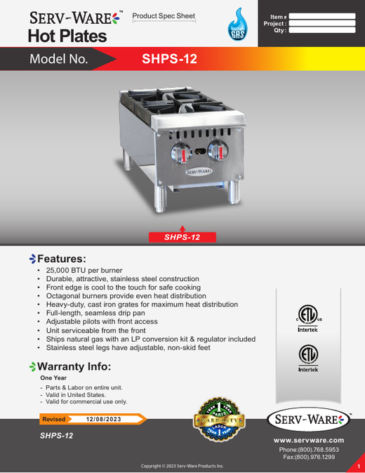 Spec Sheet