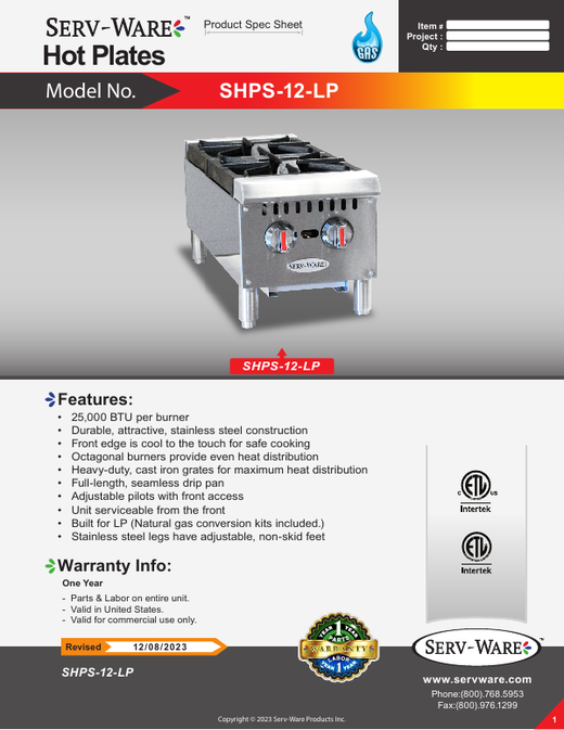 Spec Sheet