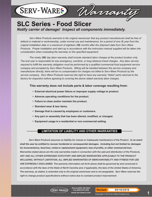 Warranty Statement