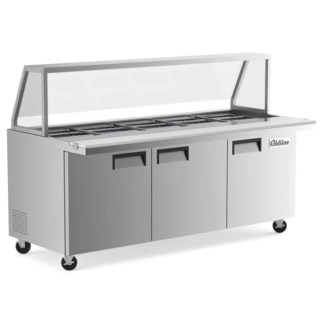 Coldline SP72 71" Bain Marie Sandwich Prep Refrigerator - 18 Pans