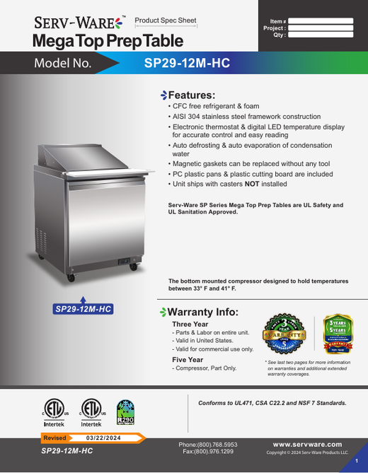 Spec Sheet