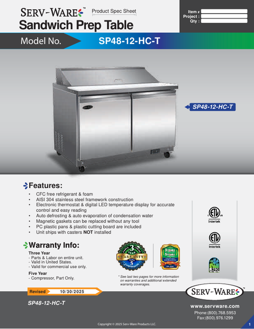 Spec Sheet