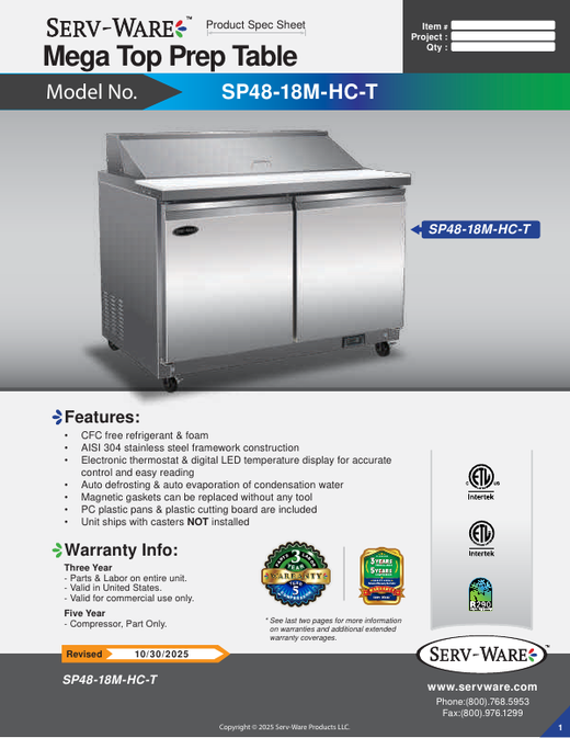 Spec Sheet