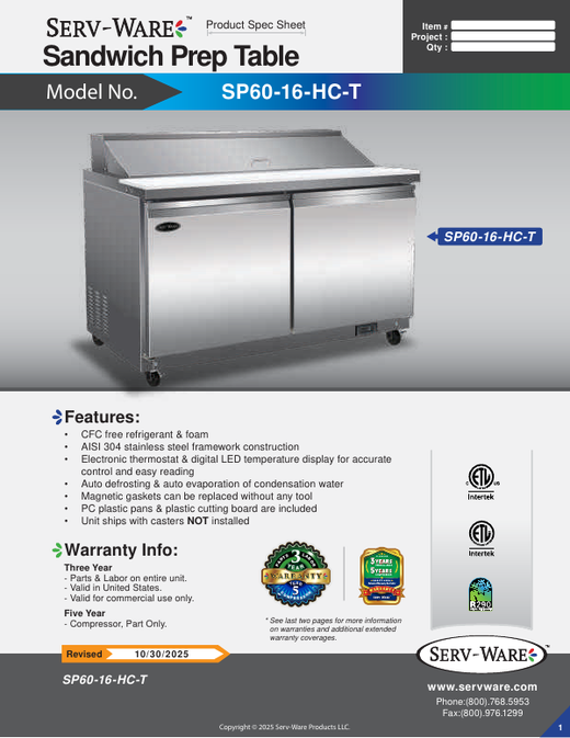 Spec Sheet