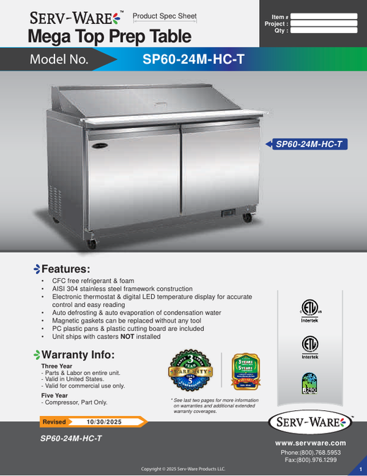 Spec Sheet