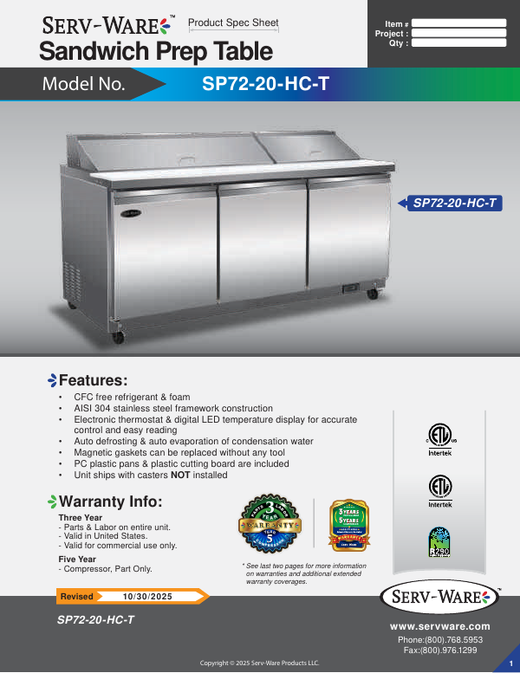 Spec Sheet