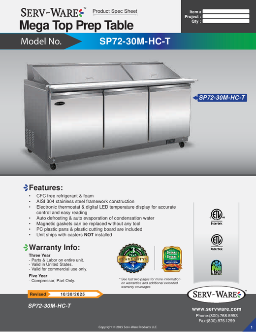 Spec Sheet