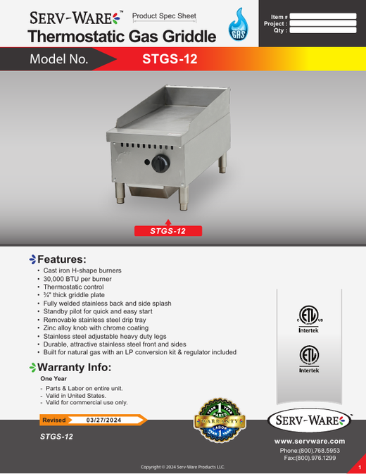Spec Sheet