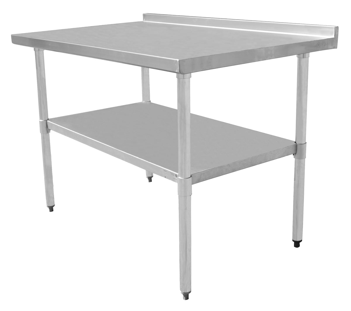 Example photo of a Serv-Ware work table with rear turnup and undershelf, angle view