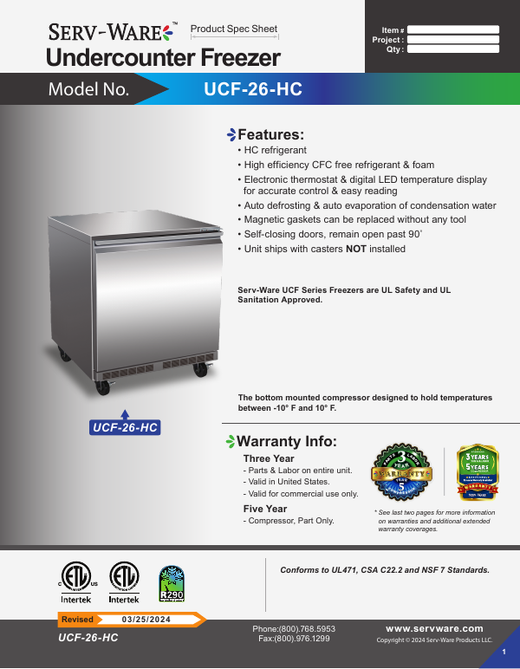 Spec Sheet