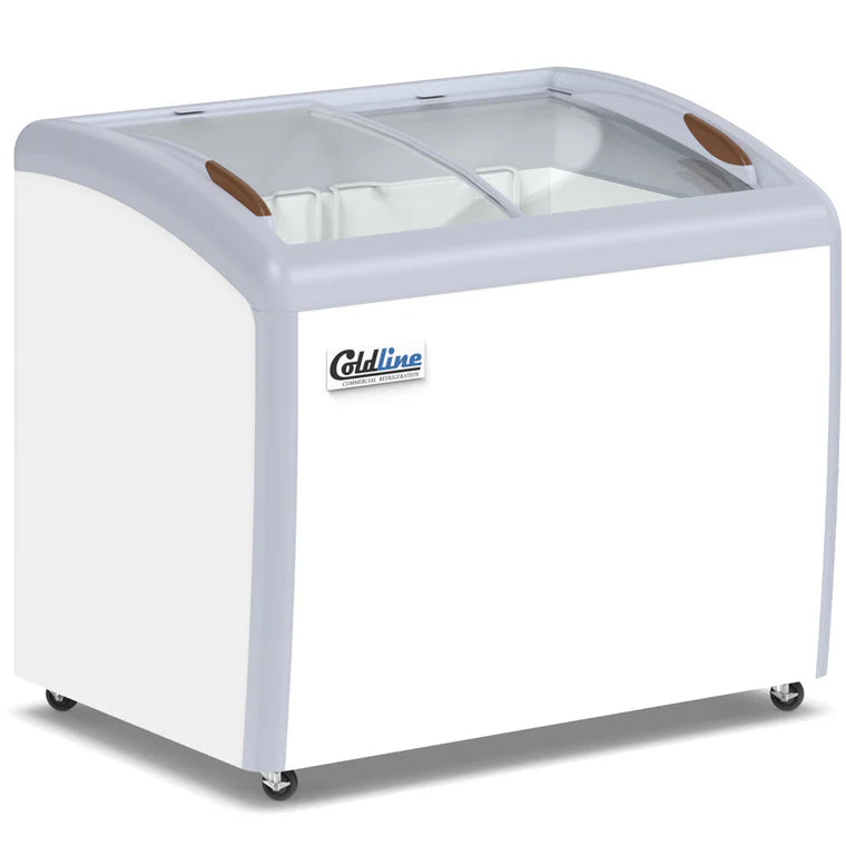 Coldline XS260 39" Curved Glass Ice Cream Freezer with LED Lighting | 10 Cu. Ft.
