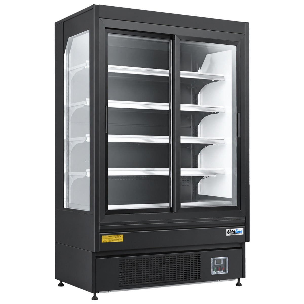 Coldline SGC-51-B 51" Multi Deck Sliding Door Merchandiser Refrigerator with LED Lighting- Black