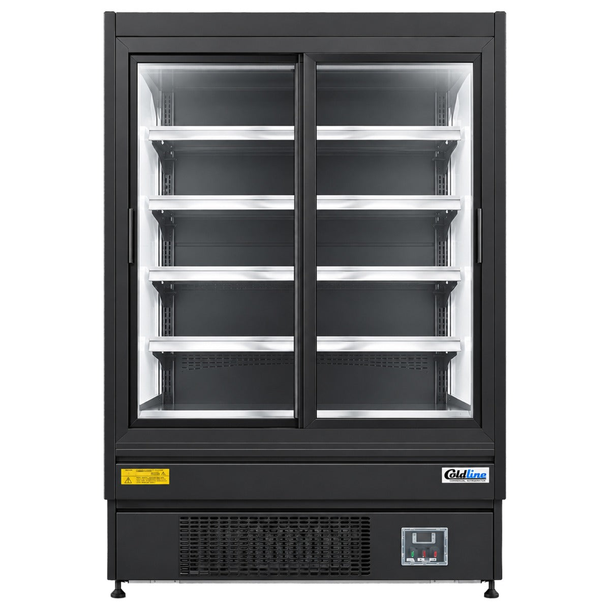 Coldline SGC-51-B 51" Multi Deck Sliding Door Merchandiser Refrigerator with LED Lighting- Black