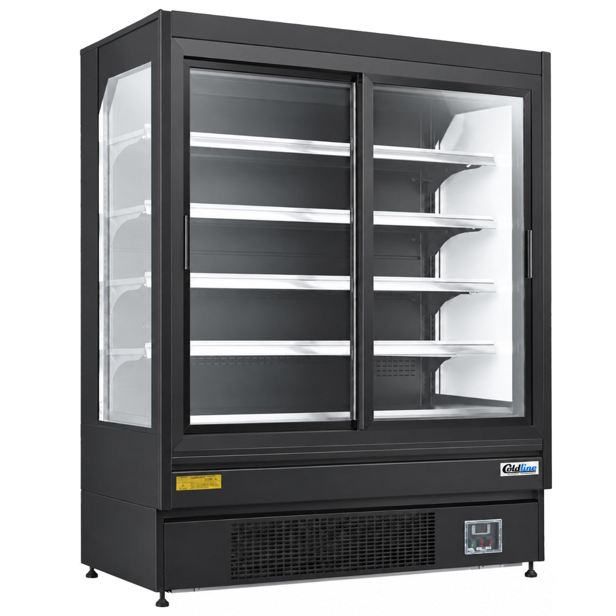 Coldline SGC-61-B 60" Multi Deck Sliding Door Merchandiser Refrigerator with LED Lighting- Black